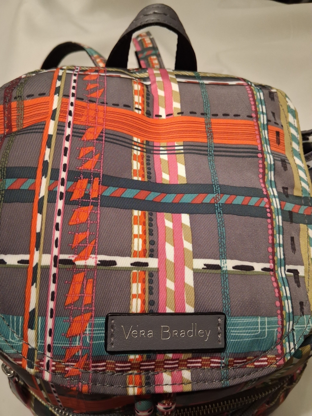 VERA BRADLEY Multicolor Plaid Print Drawstring Backpack - Style: Midtown Cargo - Picture 4 of 14